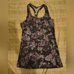 Lululemon Purple And Grey Floral Racerback